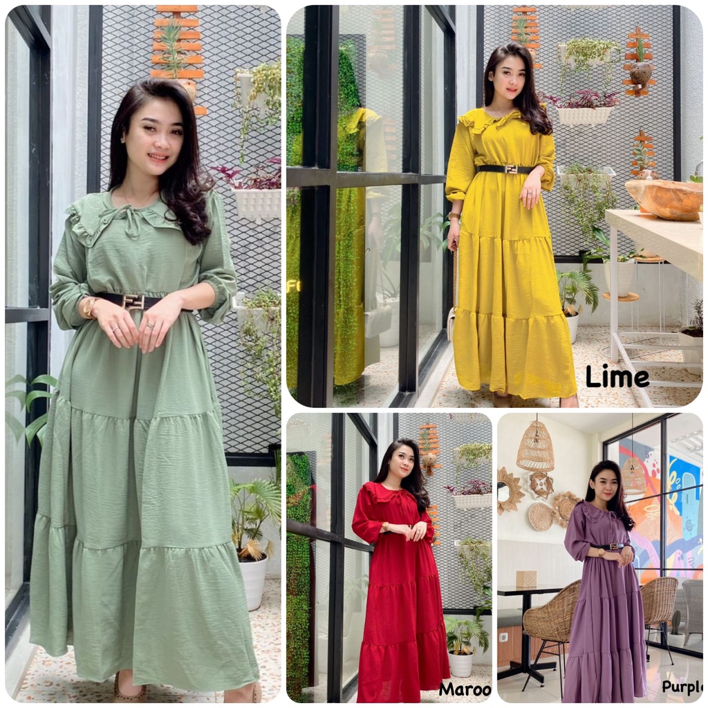 Midi Dress Crinkle by Fanessa Homedress | Gamis Crinkle Airflow Premium