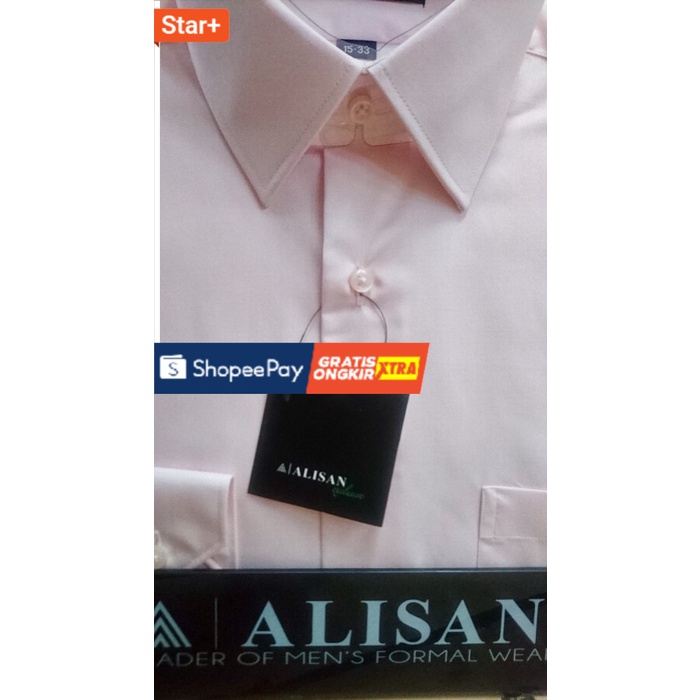 Merah Muda S ALISAN Kemeja Polos Reguler Lengan Panjang //PINK//  Cuci Gudang Trendy