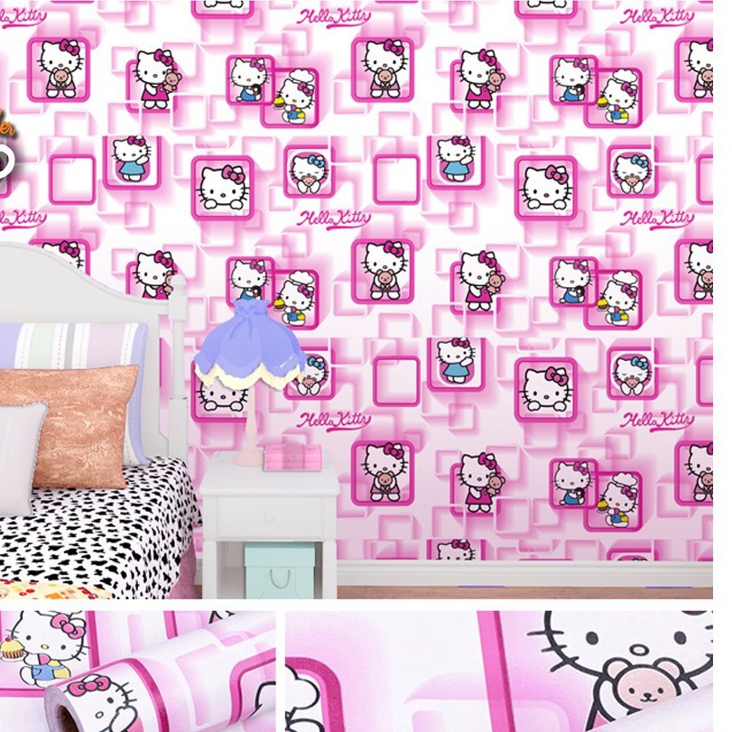 Wallpaper Dinding Motif Hellokitty  -Stiker Dinding 3D Wallstiker Premium Quality 45Cm X 10M-GH140