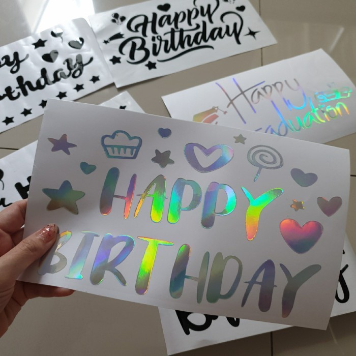 Stiker Balon PVC Happy Birthday Ulang Tahun Anniversary Graduation