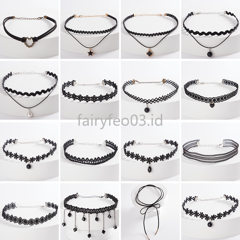 Kalung Choker Bahan Kulit Velvet Warna Hitam Gaya Vintage Gothic Untuk Wanita