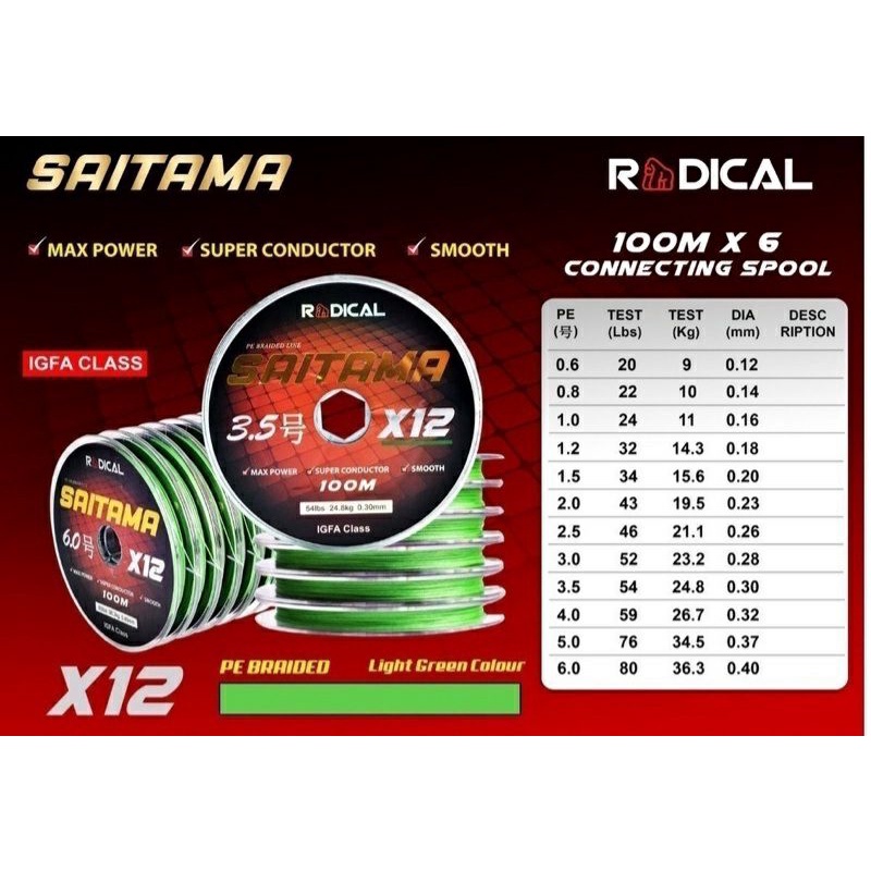 SENAR PE RADICAL SAITAMA X12 I.G.F.A CLASS