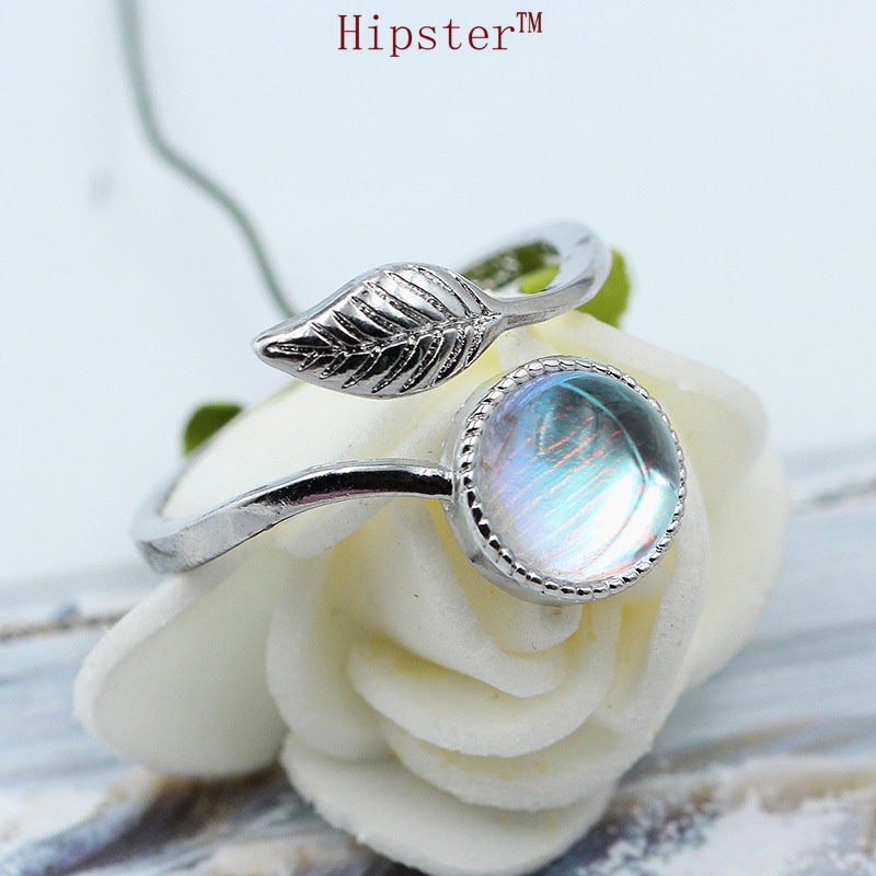 Popular Creative Design Personalized Inlaid round Crystal Leaf Ring