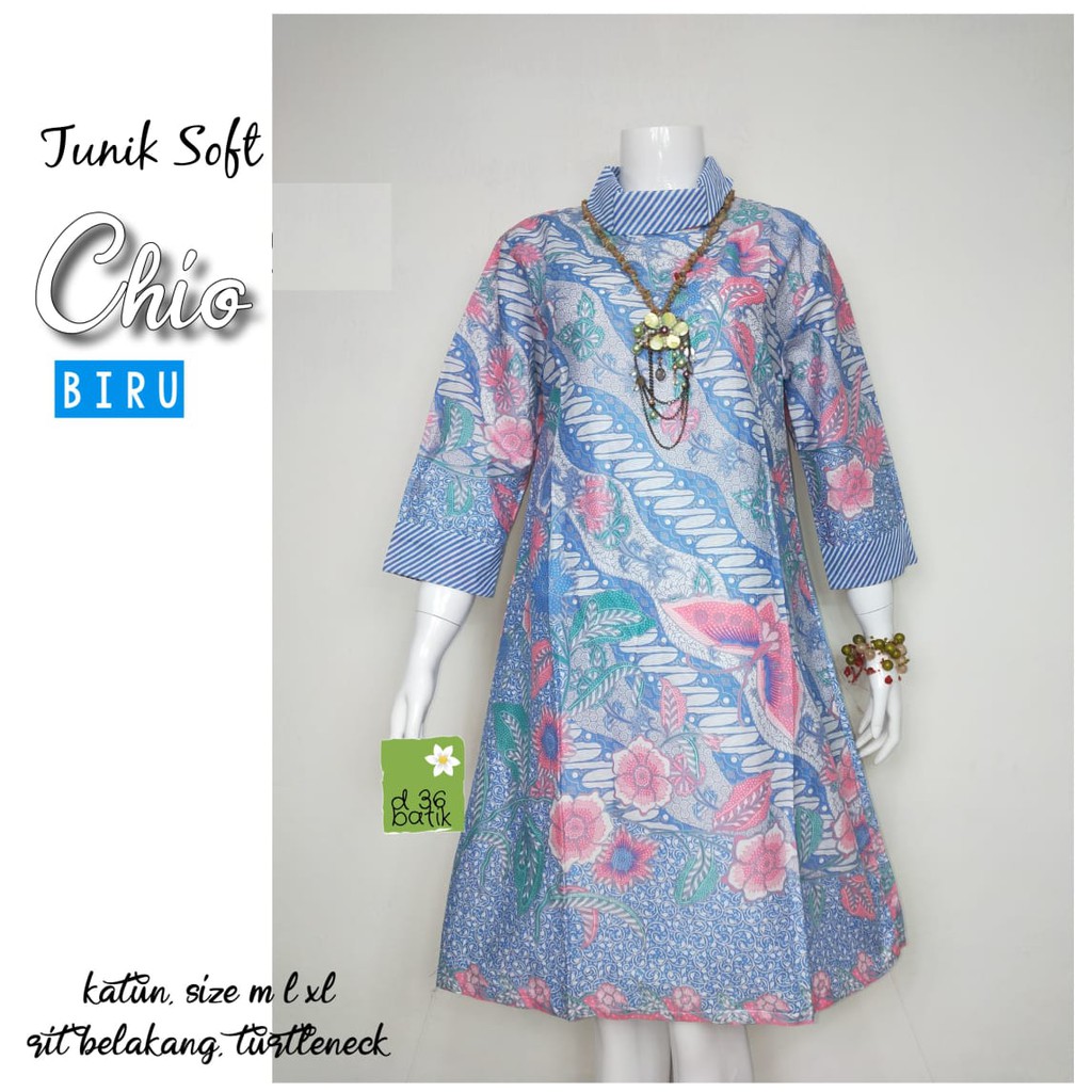 Tunik Soft Chio Pastel Santika #2 Afika Soft Bunga Turtleneck Batik Kantor Pesta Muslim Seragam