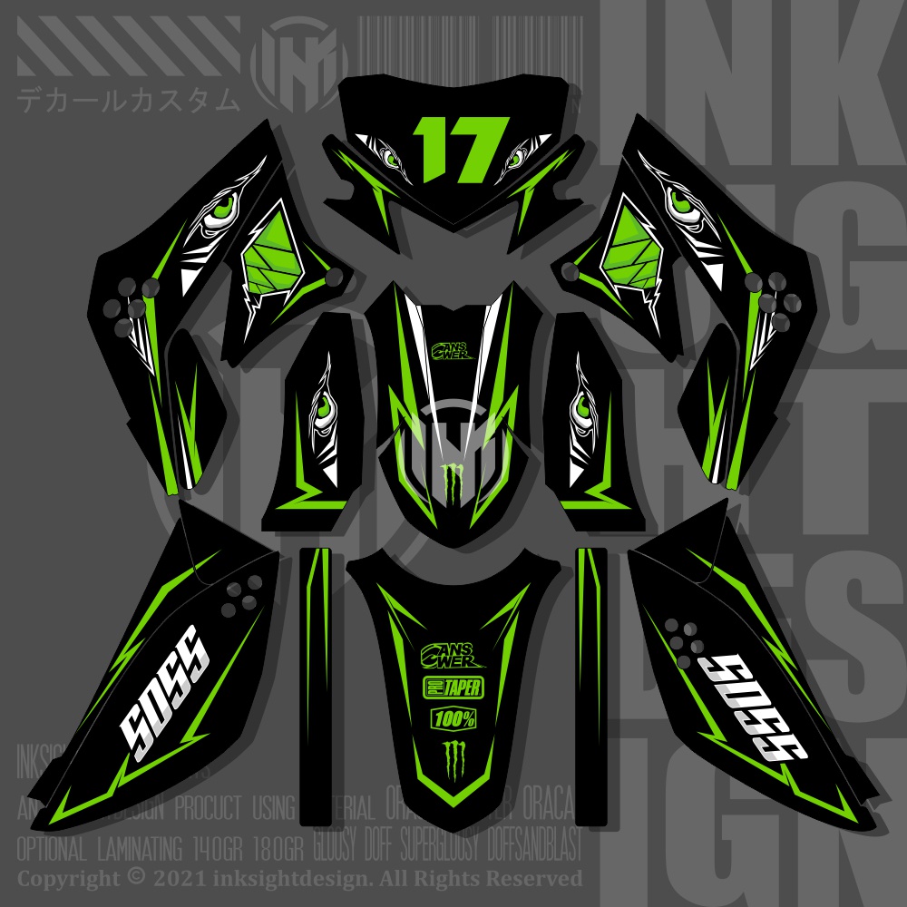 Decal KLX 150 KLX LAMA KLX L KLX S KLX G Dekal Sticker Motor Custom Supermoto Shark Hiu