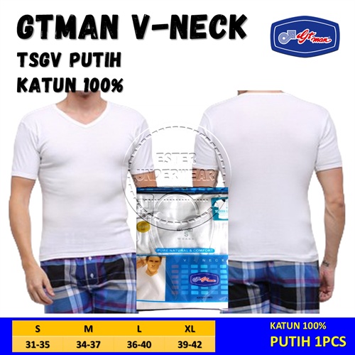 Kaos Dalam GTMAN V-NECK TSGV PUTIH ISI 1PCS