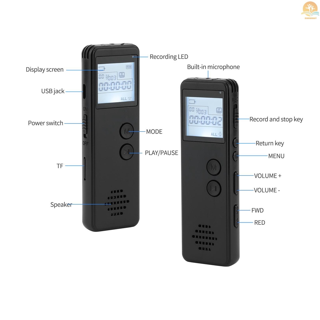 32GB Digital Voice Recorder Voice Activated Recorder Noise Reduction MP3 Player HD Recording 10h Continuous Recording for Meeting Lecture Interview Class MP3 WAV Record