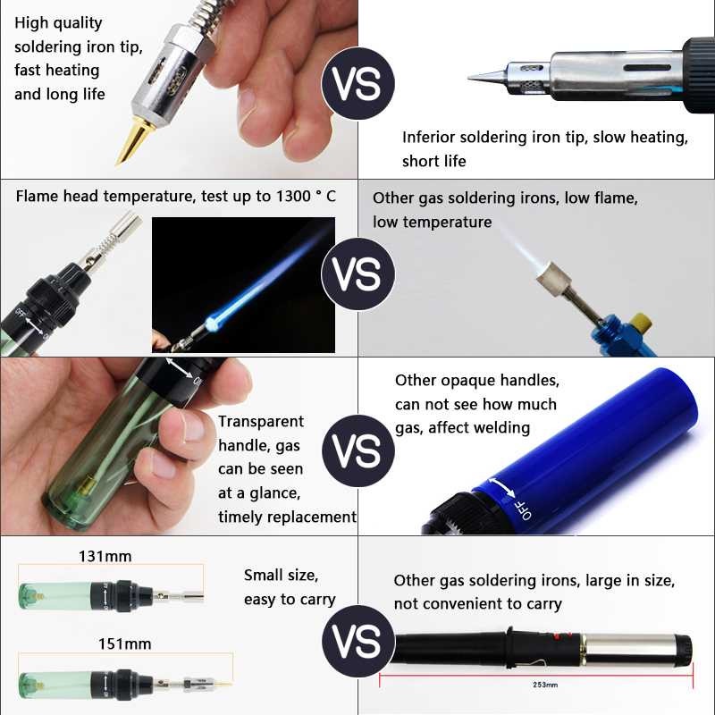 Solder Set Soldering Gas Butane Portable Iron Pen Adjustable 450-1300C