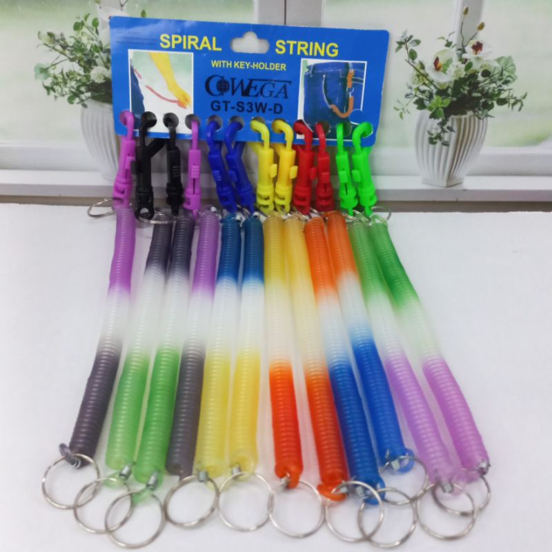 Gantungan Kunci Isi 12Pcs Gantungan Spiral Besar String With Key Holdey Warna Grosir