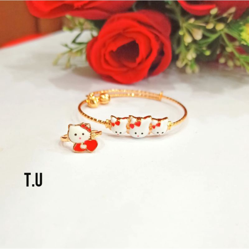 Gelang Kolong Anak Free Cincin Cat Berbagai motif Karakter Perhiasan Anak Gold dan Silver (COD)