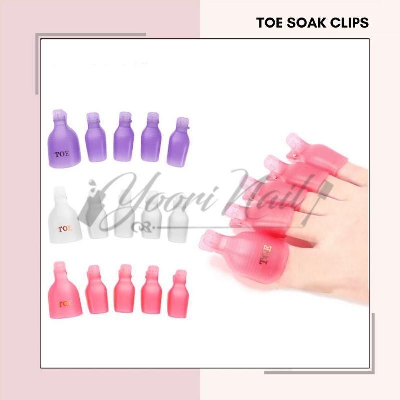 Toe soak off clips set 5pcs gel remover soakoff kaki