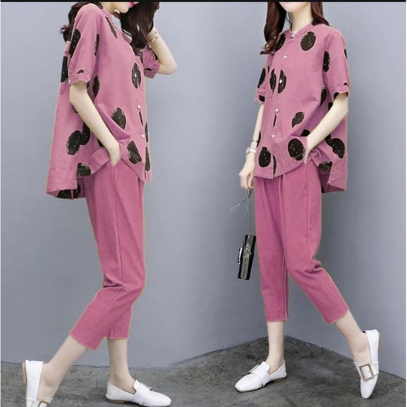 PCS SET SARITA FE BAHAN BABYTERRY SETELAN ATASAN DAN CELANA