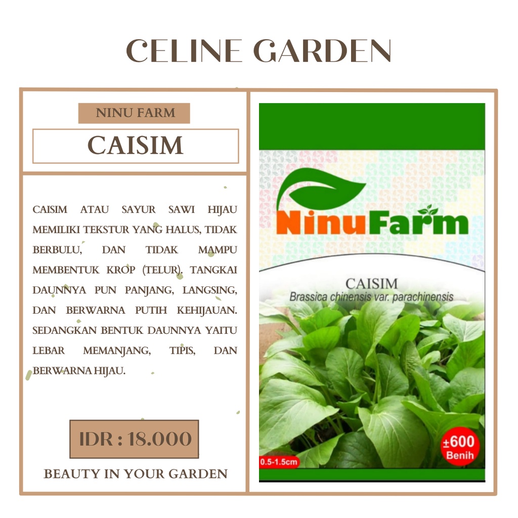 BIBIT CAISIM/BIBIT SAWI HIJAU/ SAWI HIJAU/ BRASSICA CHINENSIS/ NINU FARM/ KEMASAN ASLI PABRIK