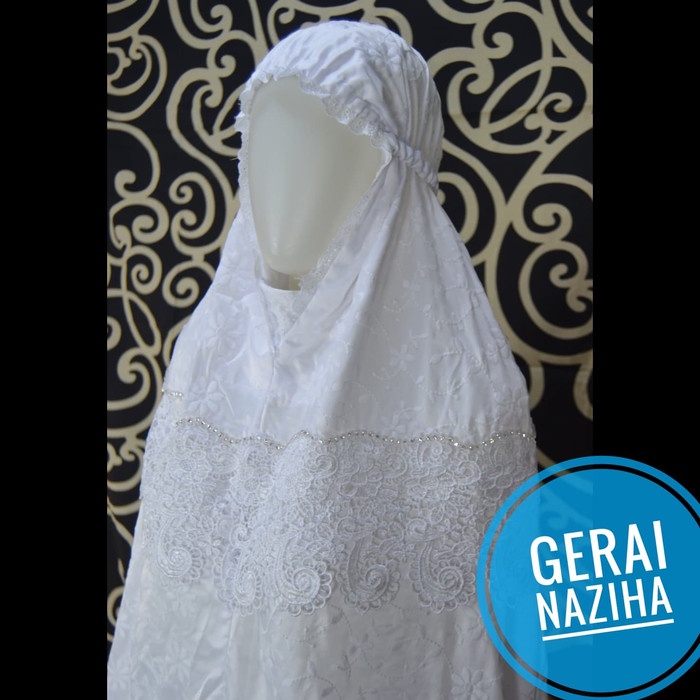MUKENA- MUKENA SUTRA PARIS PUTIH SWAROVSKI FULL BORDIR ELEGAN - PUTIH BERSIH -MUKENA.
