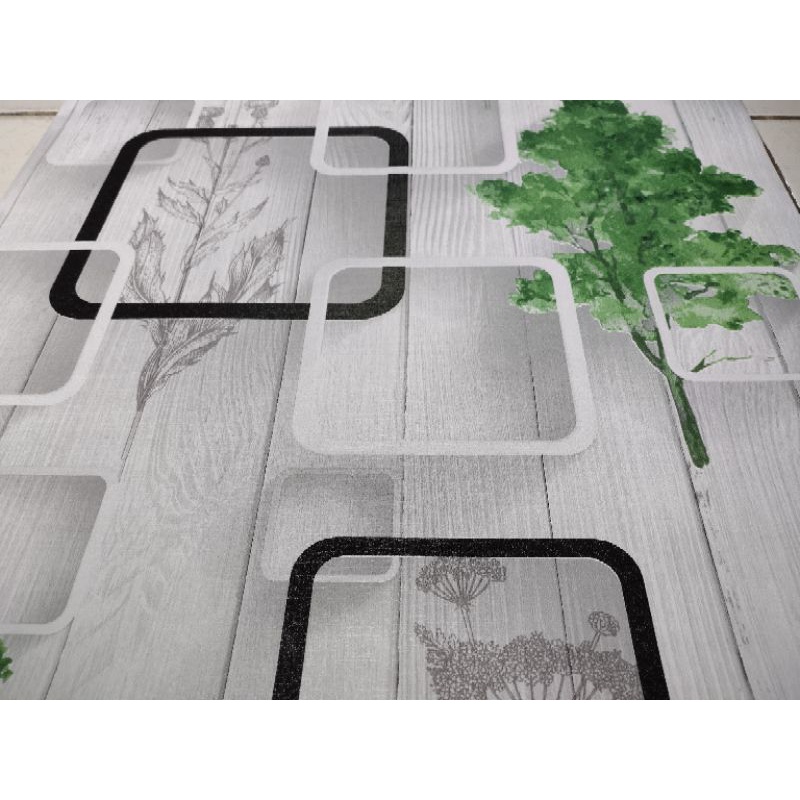 Wallpaper Stiker Dinding Kotak Abu Pohon Ijo