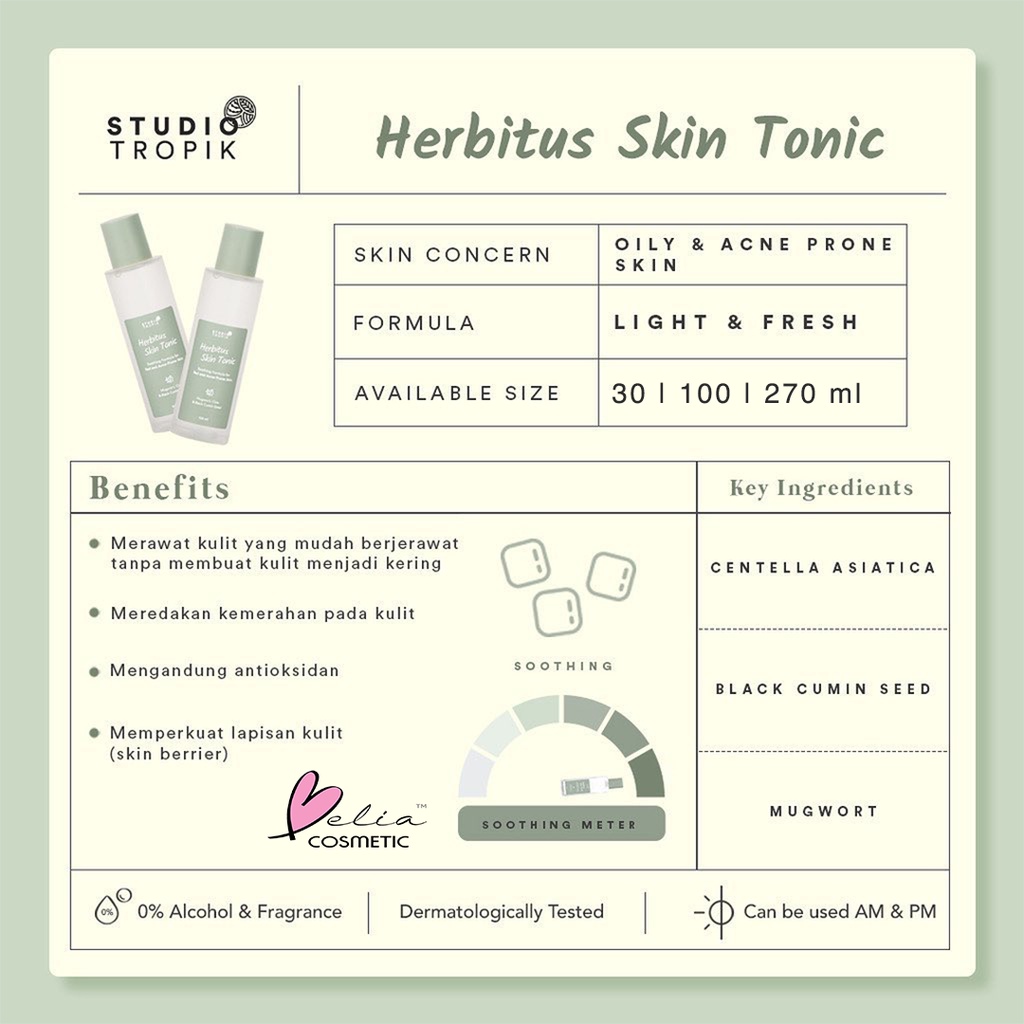 ❤ BELIA ❤ STUDIO TROPIK Probiome &amp; Herbitus Skin Tonic Giga Size 270ml | Plumping Formula | Soothing Formula | Red &amp; Acne Prone Skin | Very Dehydrated Skin | Toner | Face Toner | BPOM