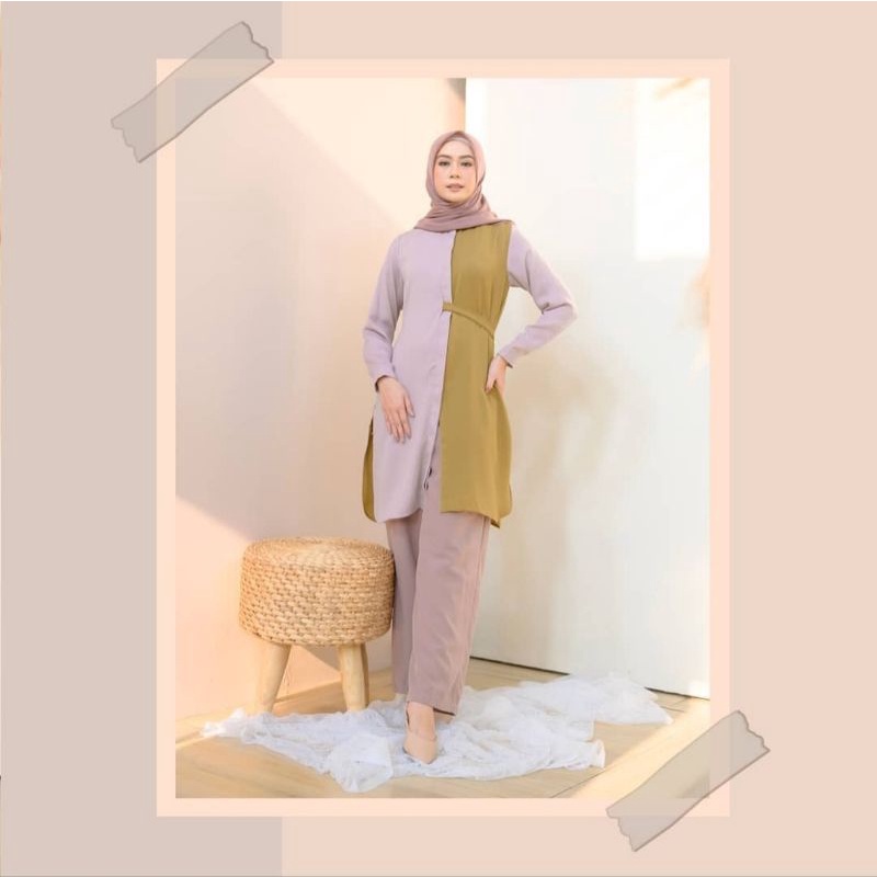 PEELOVED TWO TONE TUNIC in Olive by Kamila Wardrobe