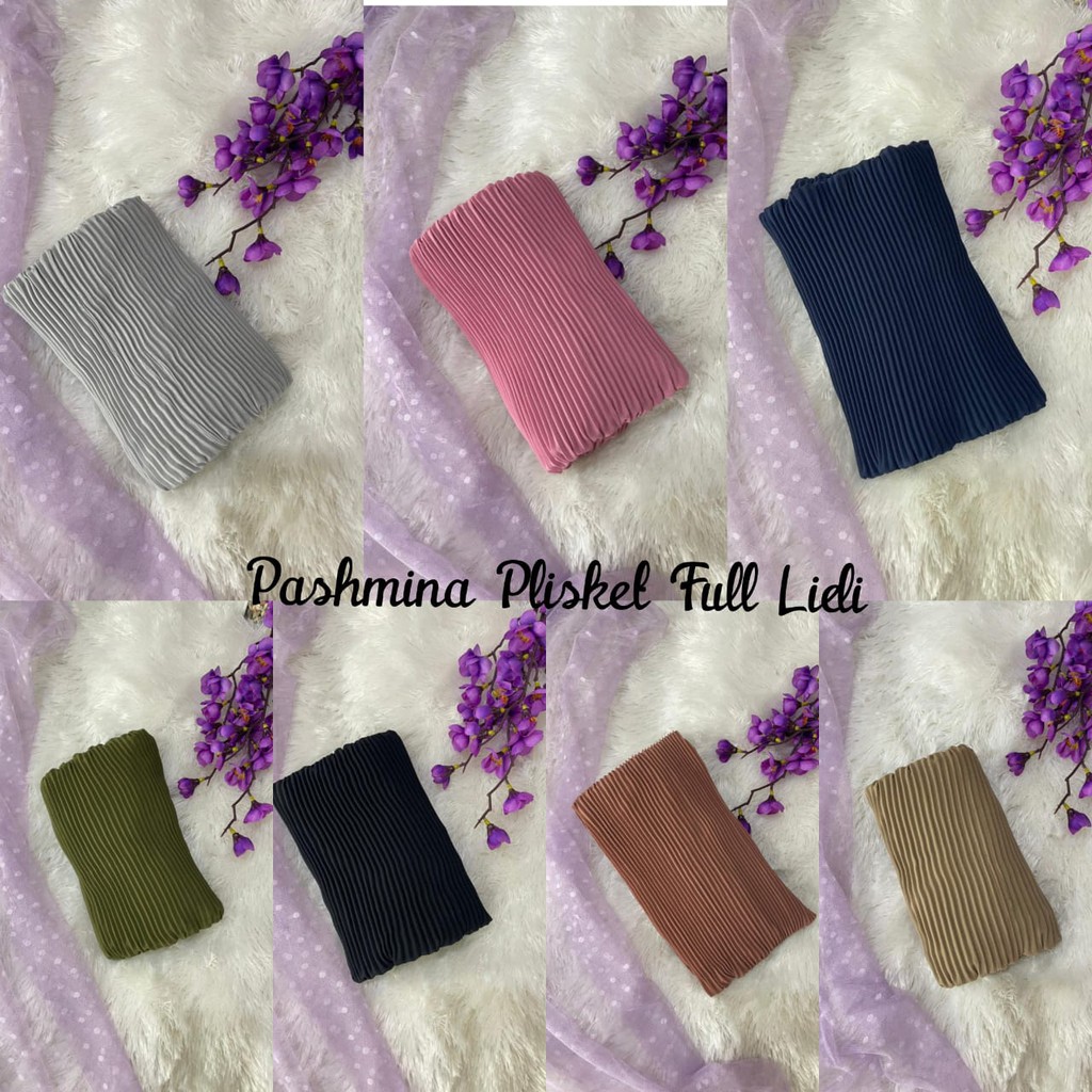 PASMINA PLISKET PASHMINA CERUTY BABYDOLL PREMIUM FULL LIDI Tanpa Garis Tengah