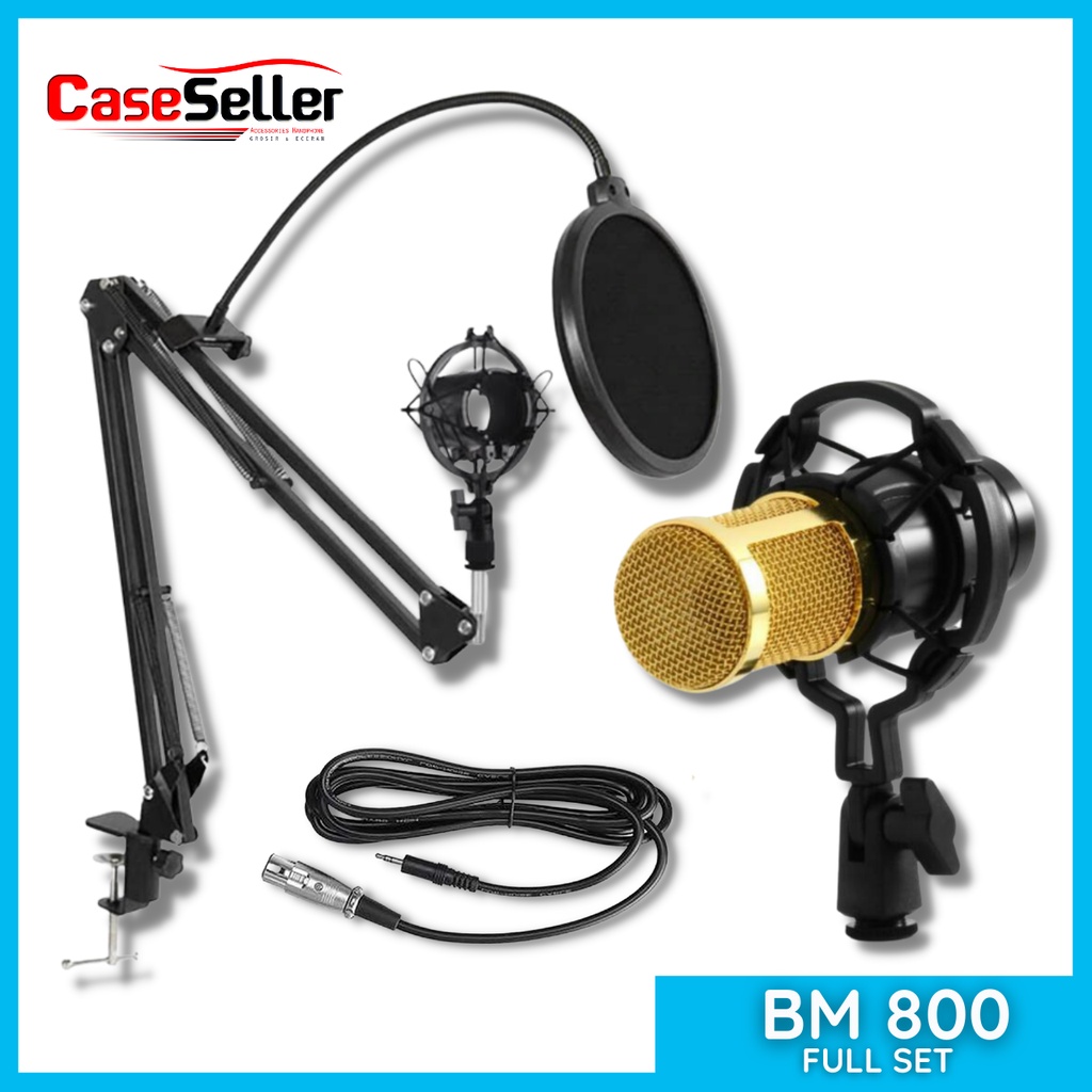 Mic BM 800 Full Paket recording Microphone Condenser Live Streaming Karaoke Record