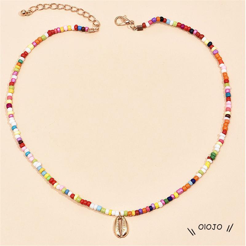 【COD】2pcs Kalung Manik-Manik Warna-Warni Gaya Bohemian Untuk Wanita