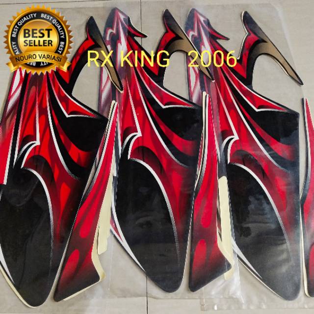 striping yamaha RX king  tahun 2006 merah full set stiker les body kualitas terbaik ter murah