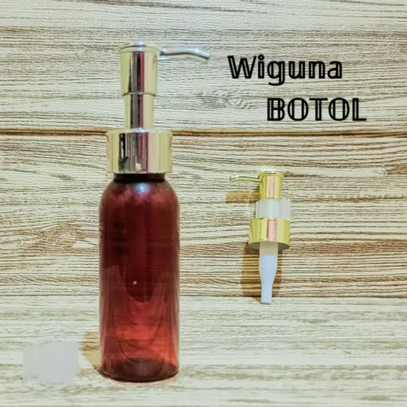 Botol Pump Luxury 60ml Amber / Botol PET 60ml Coklat Tutup Pump Luxury Clip Oil / Botol Pump 60ml Amber