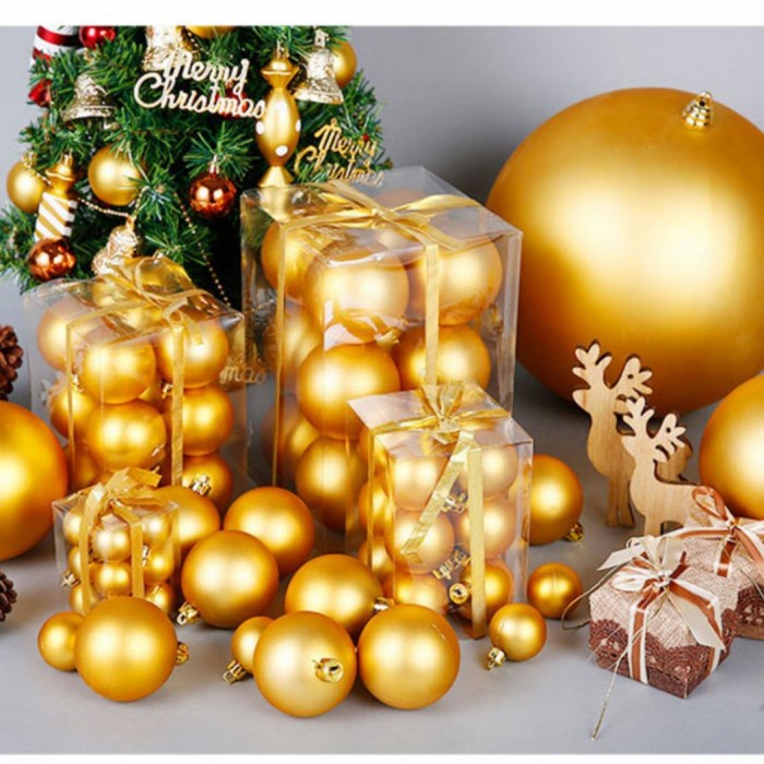 [ 3cm 4cm 5cm 6cm 8cm ] Bola Natal Kecil Besar Jumbo Dekor Natal Murah Bola Merah Emas isi 6 GROSIR Bola Natal Murah