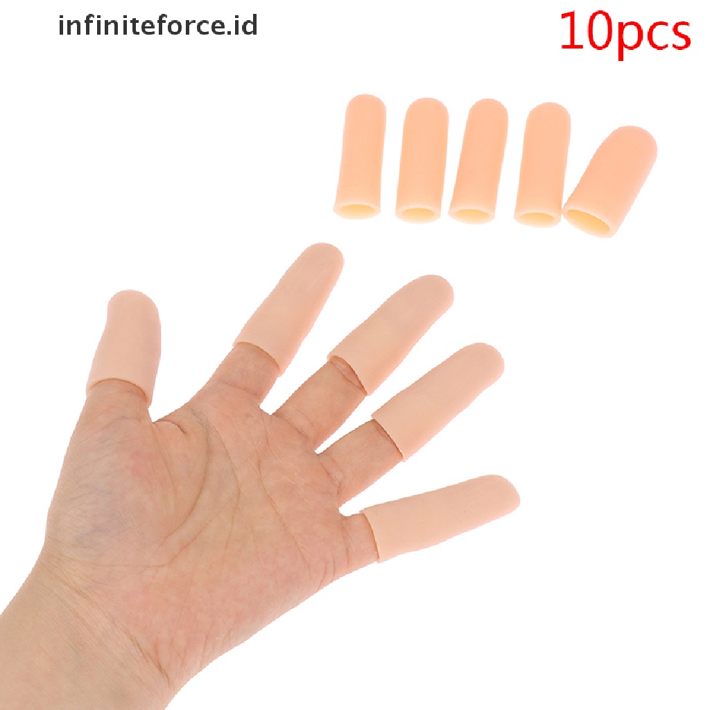 (Infiniteforce.Id) 10pcs / Set Cap Pelindung Jari Bahan Silikon Untuk Pereda Nyeri