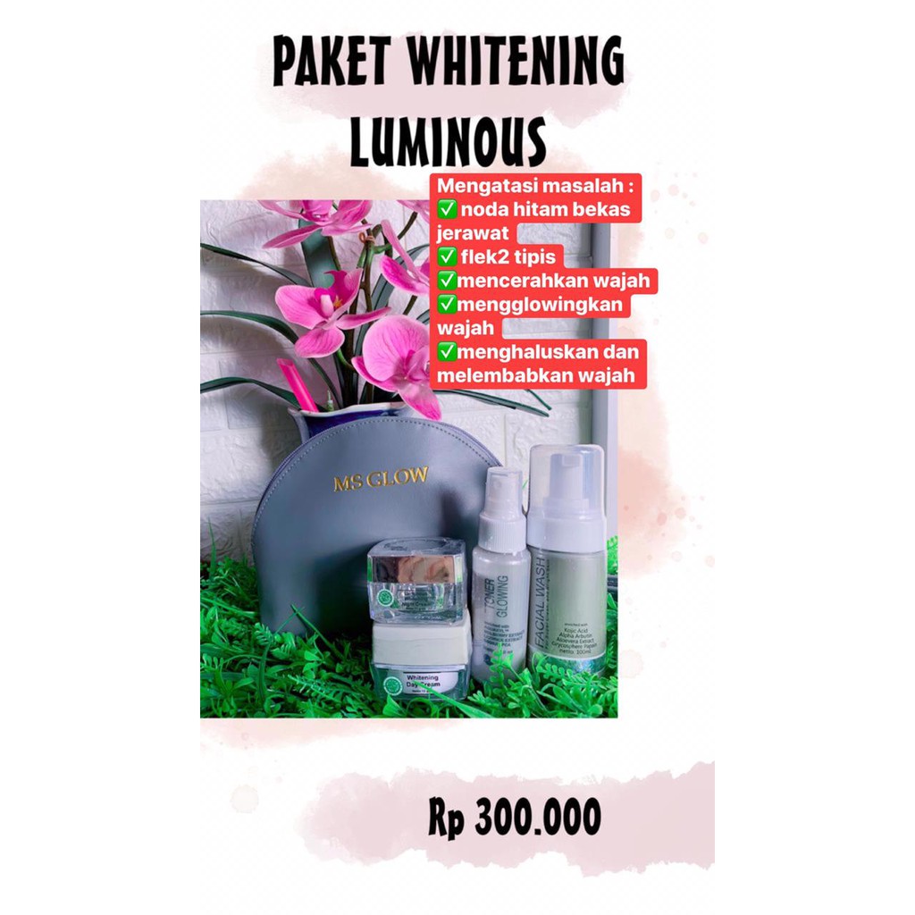 (BISA COD) Free Gift + Totebag by MS GLOW LUMINOUS WHITENING SERIES