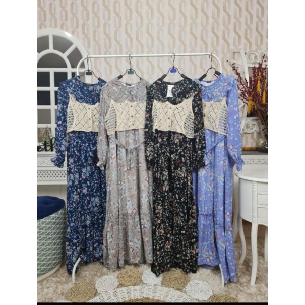 Gamis Maxi Vintage vest Rajut BKK 899-E Import (2in1)
