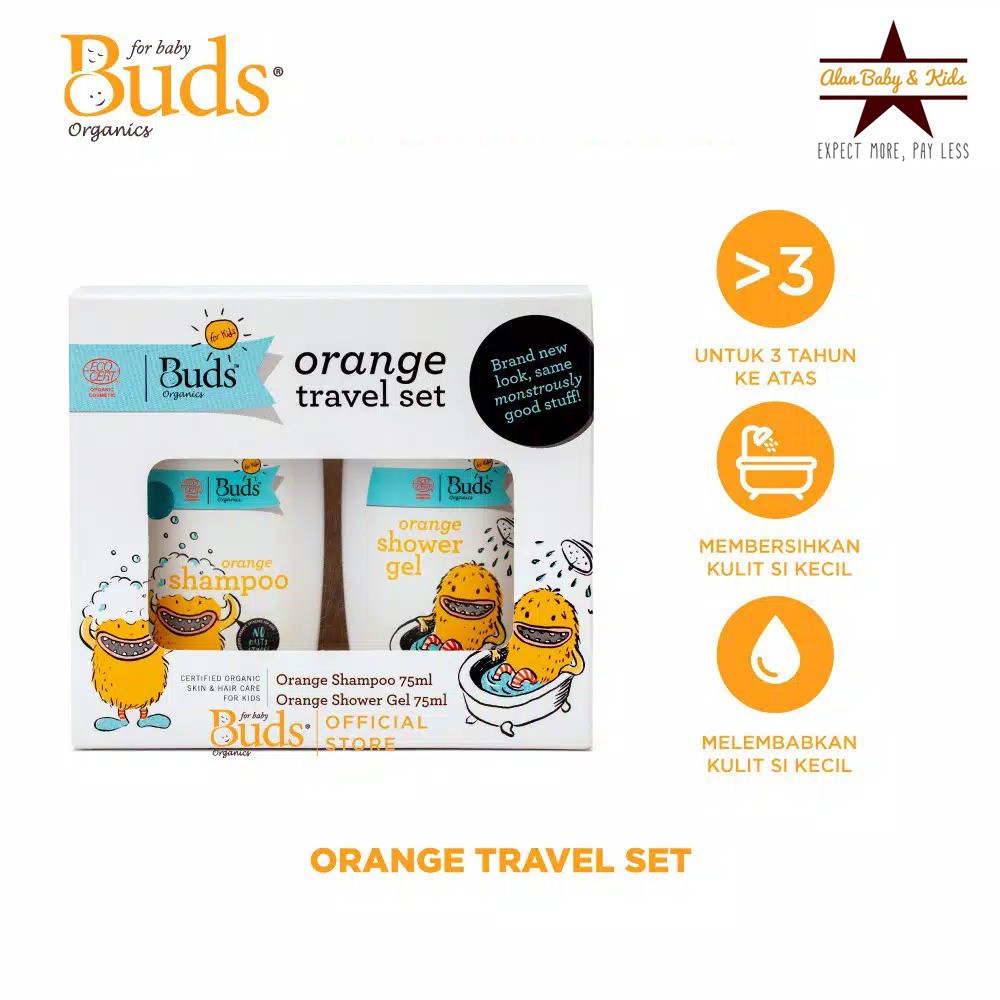 Buds Organic Orange Kids Travel Set