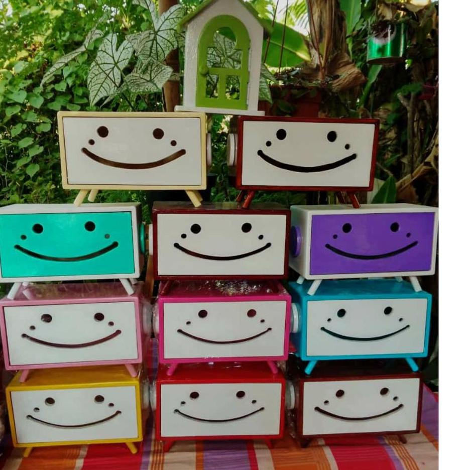 ➦ COD Tempat Tisu kayu smile lucu Tempat Tissu Kotak tissue kayu smile Dekor Tempat Tisu Shabby KEL3