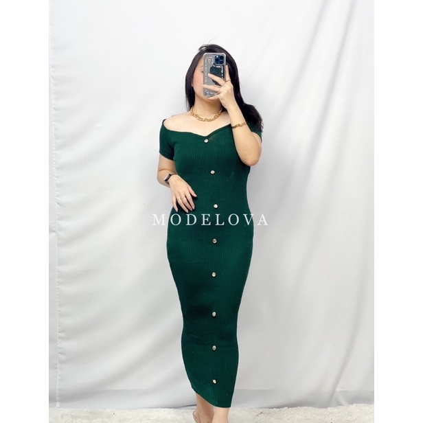 MDLV ~ Dress Evelyn Rajut Dress Bodycon Rjaut Fashion Wanita