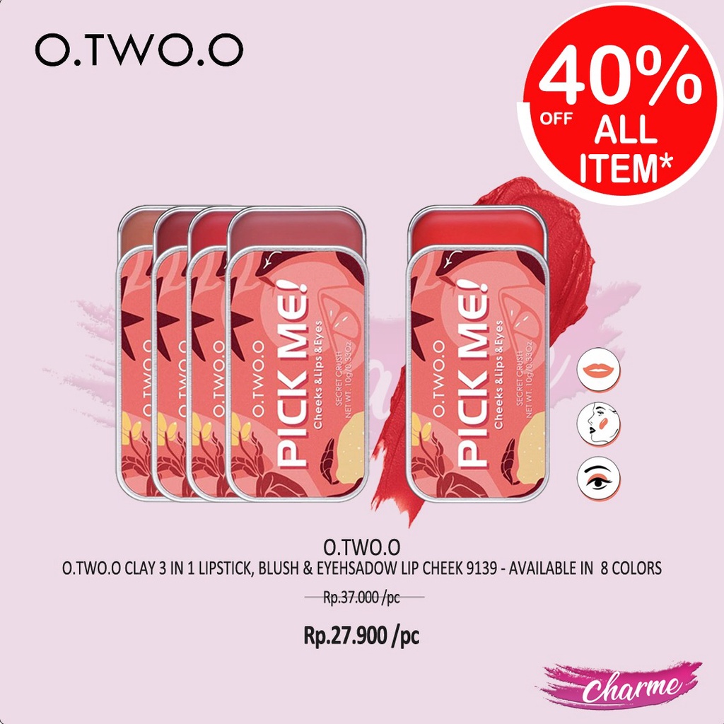 (READY&amp;ORI) O.TWO.O Otwoo Clay 3 In 1 Lipstick, Blush Cheek &amp; Eyeshadow 9139
