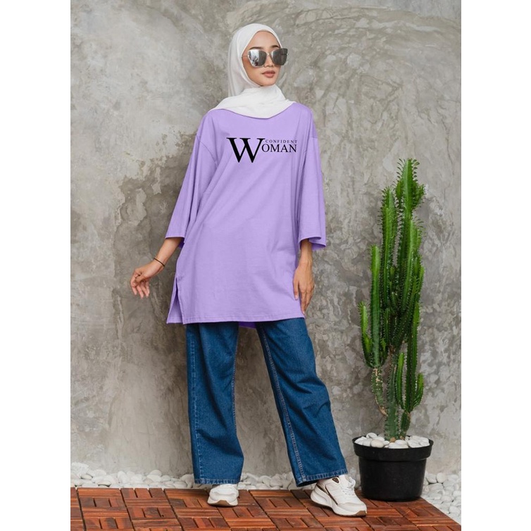 KAOS OVERSIZE TOP HIJAB WANITA BASIC WOMAN  / OVERSIZE SLIT BLOUSE