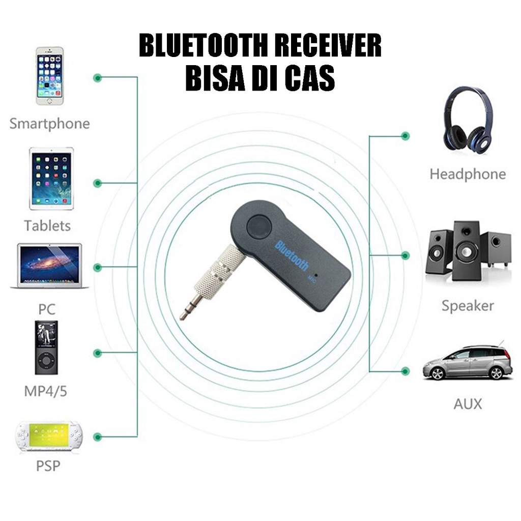 Car Bluetooth Music Receiver Bisa Di Cas Adapter 3.5mm Aux Audio Stereo Hands-free Dengan Baterai - Bluetooth Audio Receiver Adapter Speaker - Hitam