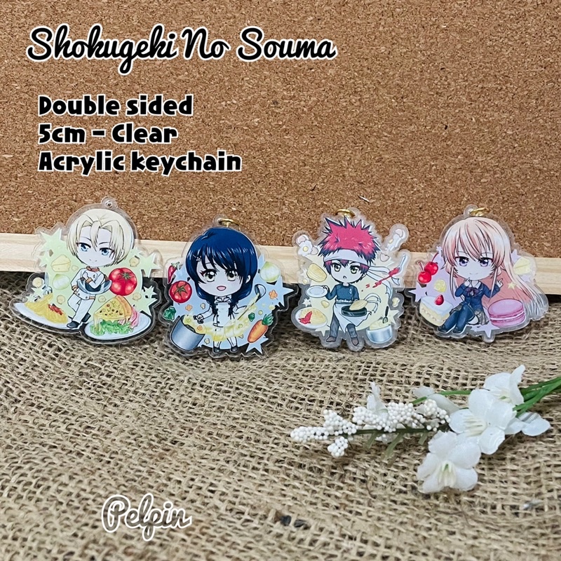 Gantungan kunci shokugeki no souma food wars souma takumi erina tadokoro megumi anime keychains