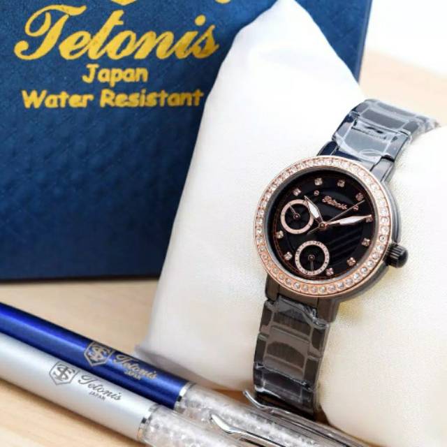 JAM TANGAN WANITA TETONIS CHRONO RANTAI STAINLESS STEEL