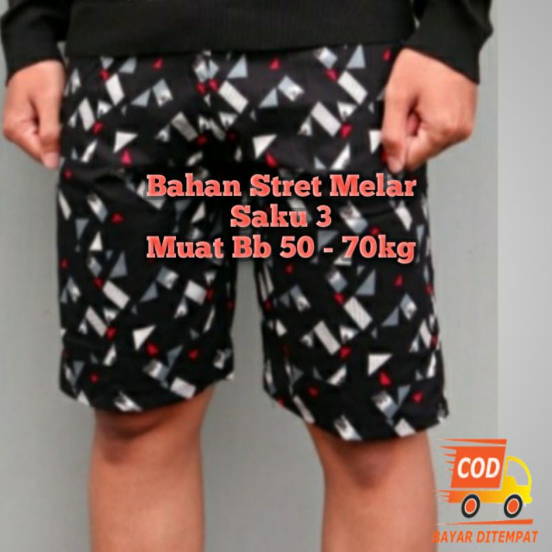 Celana Pendek Stret Melar Kolor Motif Distro Masakini