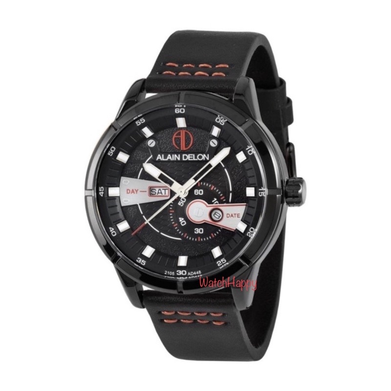 WatchHappy Alain Delon AD448-1735 Men Sport Watch Dial Black Leather Black Band Best Seller Original