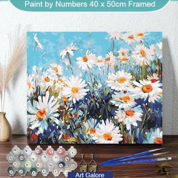 

[40 x 50cm Framed] Paint by number kit / DIY Painting: White Flower