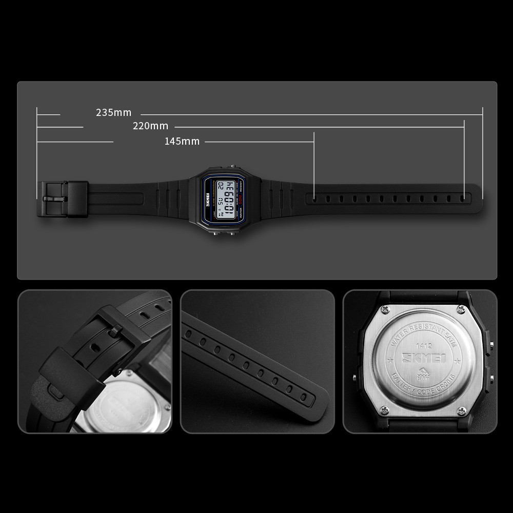 Jam Tangan Skmei 1412 Black Jam Tangan Skmei Jam Tangan Karet Pria Jam Tangan Cowok Sport Jam SKMEI