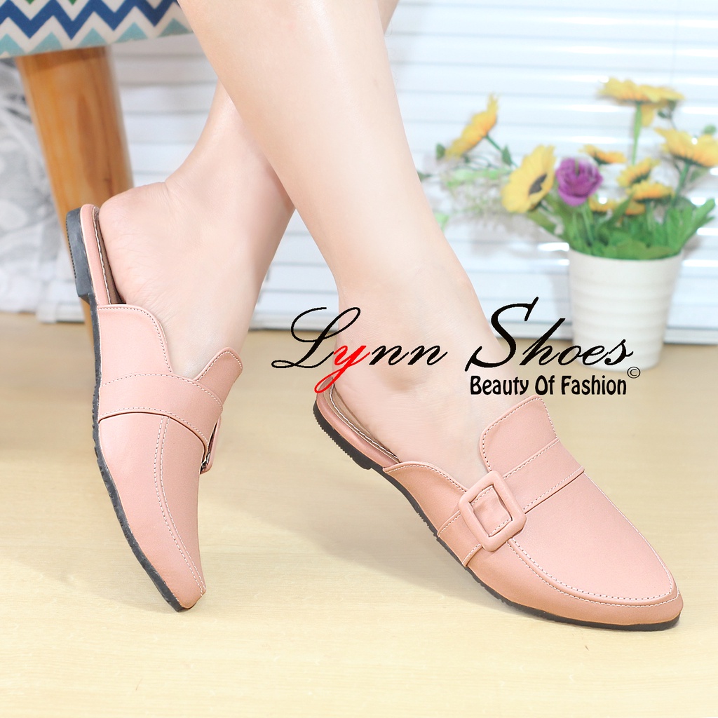 Lynn Sendal Selop Flat Wanita Exclusive S10U - Biru / Coklat / Cream / Hitam / Pink