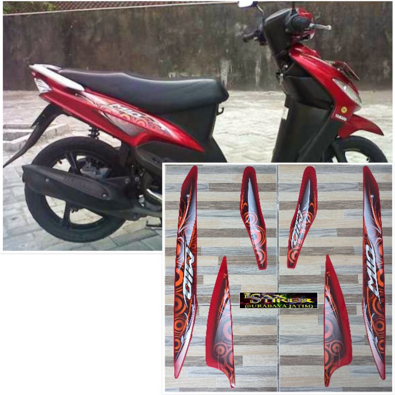 striping original Yamaha Mio sporty merah tahun 2011 2012