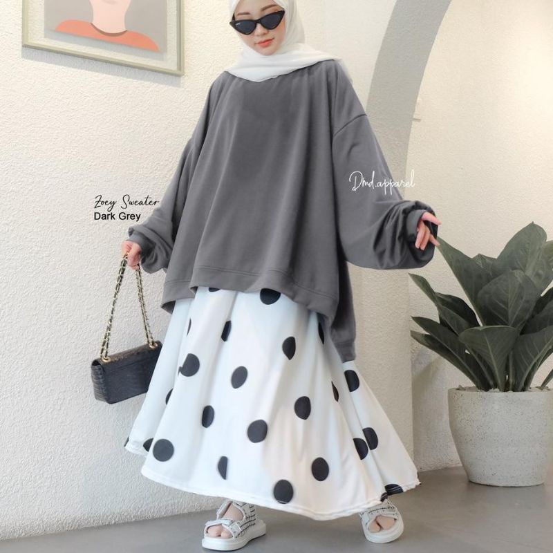 ZOEY BATWING SWEATER BIG SIZE OVERSIZE XXXL - SWEATER OVERSIZE WANITA