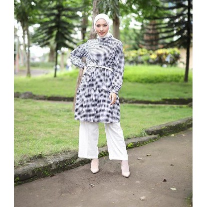 TUNIK KOTAK MINT VIRAL - KATUN KOTAK PREMIUM - RIRI TUNIK - OVERSIZE -JUMBO - LD110CM -ATASAN MUSLIM