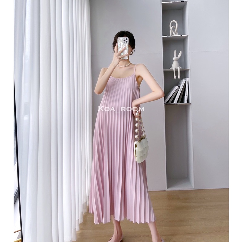 Pleated Midi Dress