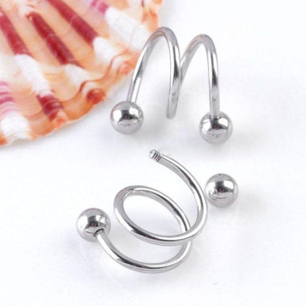 Needway Perhiasan Punk 2 Pcs Stainless Steel Helix S Spiral Bibir Hidung Cincin Tindik Tubuh