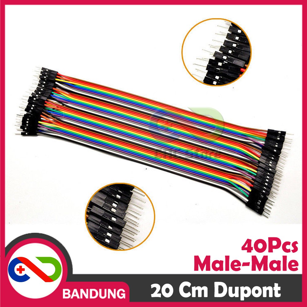 40PCS JUMPER CABLE KABEL 20CM MALE TO MALE DUPONT