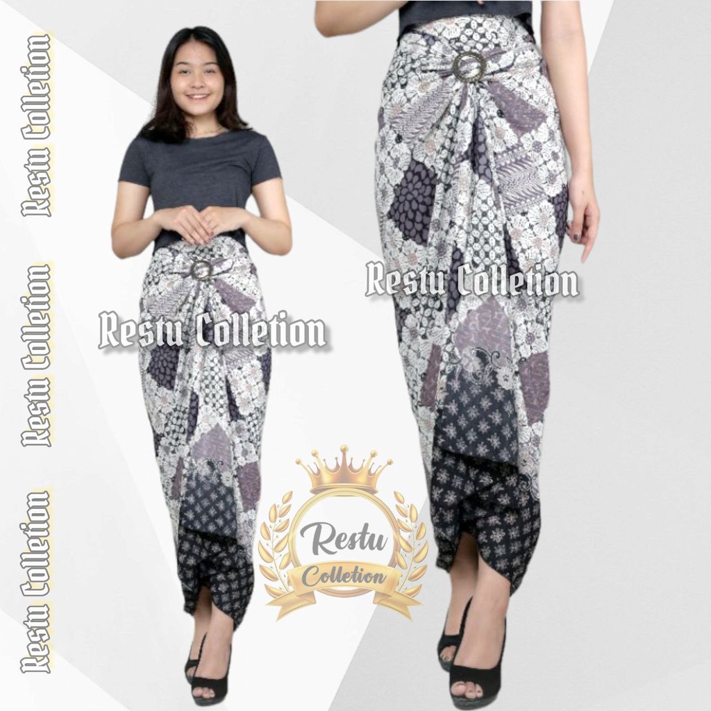 COD Rok Lilit Warp Skirt Motif Batik Mumu Lilac Bawahan Wanita Kebaya Wisuda Kondangan nikahan Tunangan Bahan Premium Jumbo Real Pict